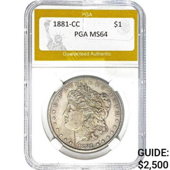 1881-CC Morgan Silver Dollar PGA MS64