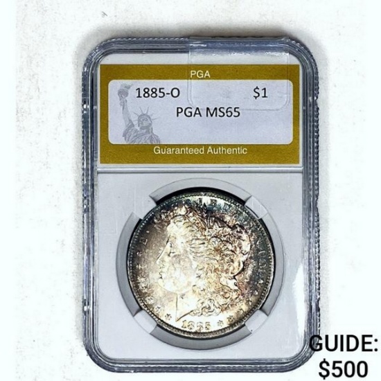 1885-O Morgan Silver Dollar PGA MS65