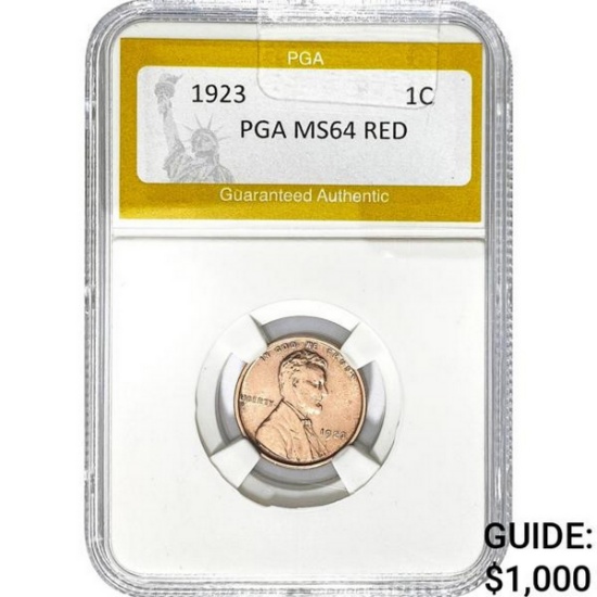 1923 Wheat Cent PGA MS64 Red