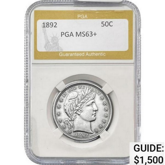 1892 Barber Half Dollar PGA MS63+