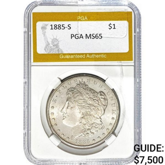 1885-S Morgan Silver Dollar PGA MS65