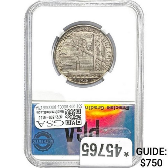 1936-S Bay Bridge Half Dollar PGA MS67