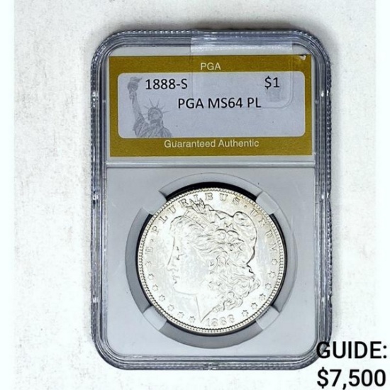 1888-S Morgan Silver Dollar PGA MS64 PL