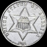 1861 Silver Three-Cent Piece UNCIRCULATED