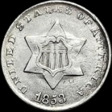 1853 Silver Three-Cent Piece CLOSELY UNCIRCULATED