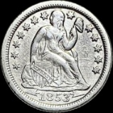 1853-O Seated Liberty Dime (Arrows) CHOICE AU