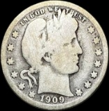 1909-O Silver Barber Quarter NICELY CIRCULATED