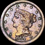 1854 Braided Hair Half Cent NEARLY UNCIRCULATED