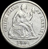 1891-O Silver Dime LIGHTLY CIRCULATED