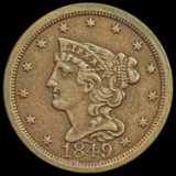 1849 Braided Hair Half Cent NEARLY UNCIRCULATED
