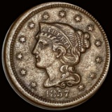 1857 Braided Hair Large Cent LIGHTLY CIRCULATED
