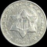 1852 Silver Three-Cent Piece NEARLY UNCIRCULATED