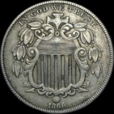 1866 Shield Nickel No Rays LIGHTLY CIRCULATED
