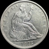 1846 Silver Half Dollar (Seated Liberty) LIGHTLY CIRCULATED