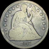 1847 Silver Seated Liberty Dollar NICELY CIRCULATED