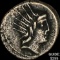 76 BC Roman Rep Lucretius Trio Silver Denarius ABOUT UNCIRCULATED