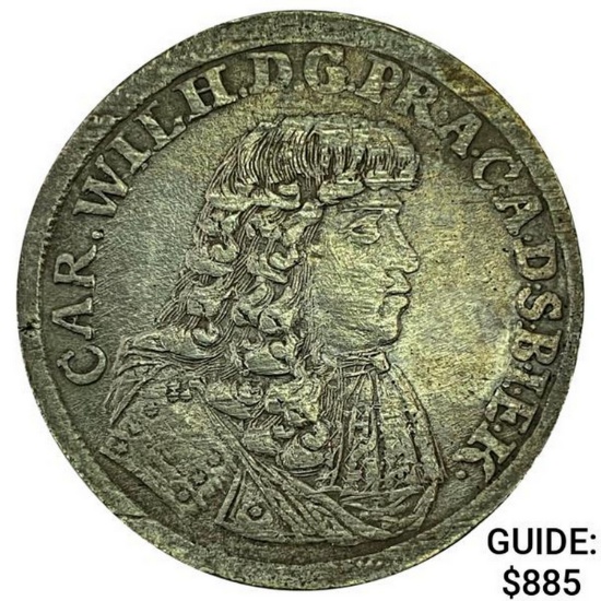 1678CP German Silver 2/3 Thaler NEARLY UNCIRCULATED