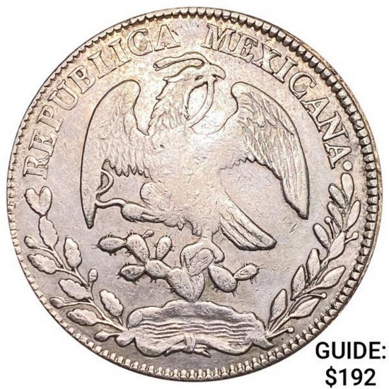 1877Zs JS Mexico Silver 8 Reales NEARLY UNCIRCULATED