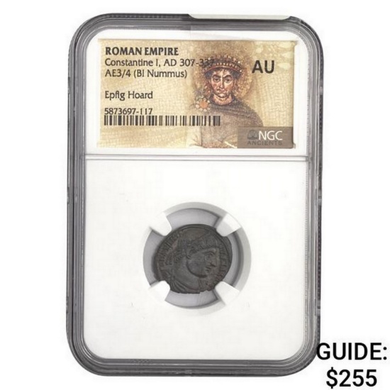 Roman Constantine I, AD 307-337 AE3/4 BI Nummus NGC AU
