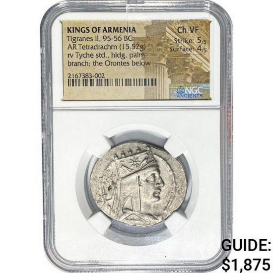 Armenia Tigranes II, 95-56 BC Silver Tetradrachm NGC Ch VF