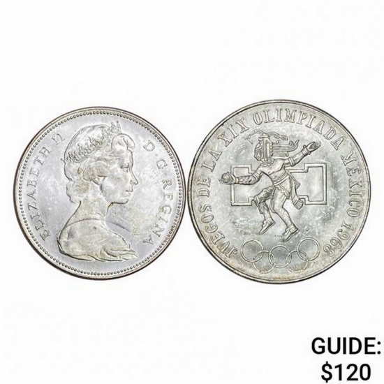 19,681,967 [2] Mexico Canada Silver Coins GEM BU