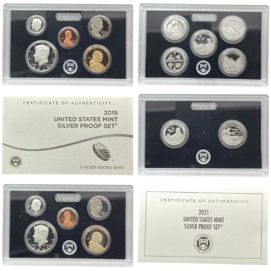2019-2021 Gem Proof Silver US Proof Set Lot [17 Coins]