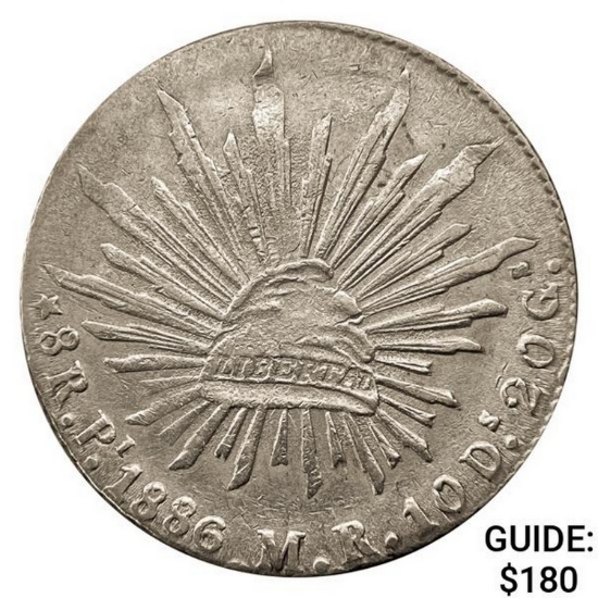 1886Pi MR Mexico Silver 8 Reales CLOSELY UNCIRCULATED