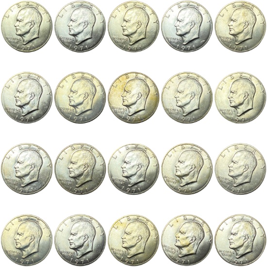 1971-S GEM BU Silver Ike Dollar Roll [20 Coins]