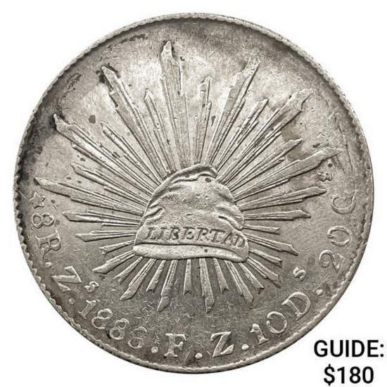 1888Zs FZ Mexico Silver 8 Reales CLOSELY UNCIRCULATED