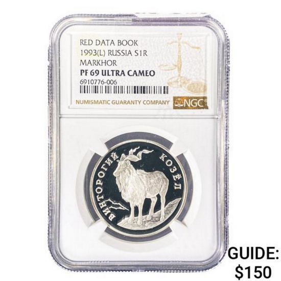 1993(L) Russia S1R Markhor NGC PF69 ULTRA CAMEO