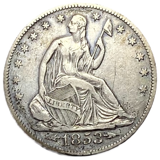 1853-O Arrows Rays Seated Liberty Half Dollar VF