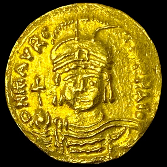 [582-602] AD Byzantine Maurice tiberius Gold Solidus CHOICE AU