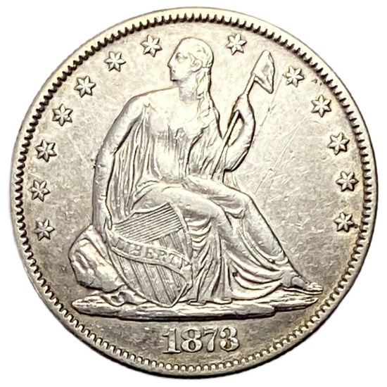 1873 No Arrows Seated Liberty Half Dollar XF