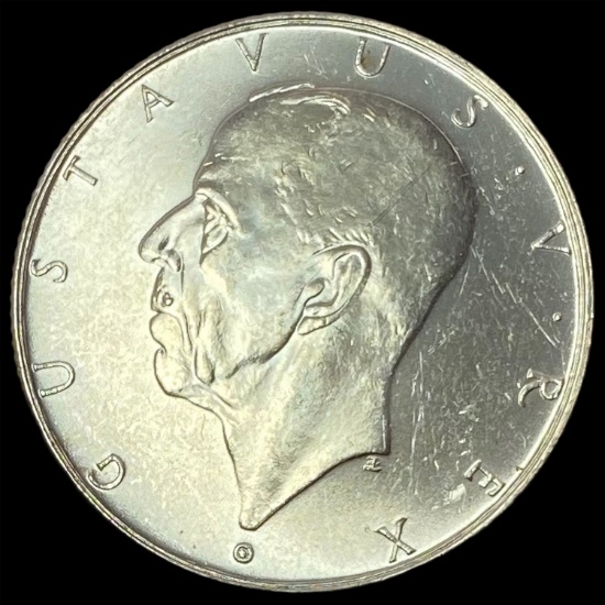 1938 Sweden Silver 2 Kronor UNCIRCULATED
