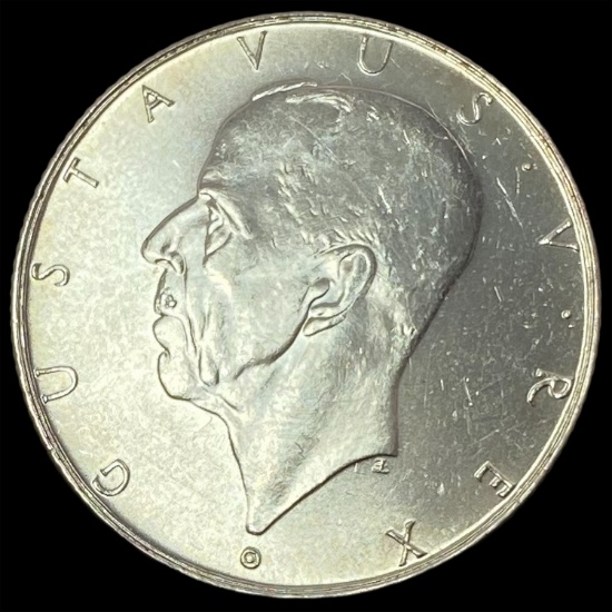1938 Sweden Silver 2 Kronor UNCIRCULATED