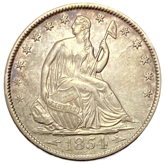 1854-O Arrows Seated Liberty Half Dollar AU