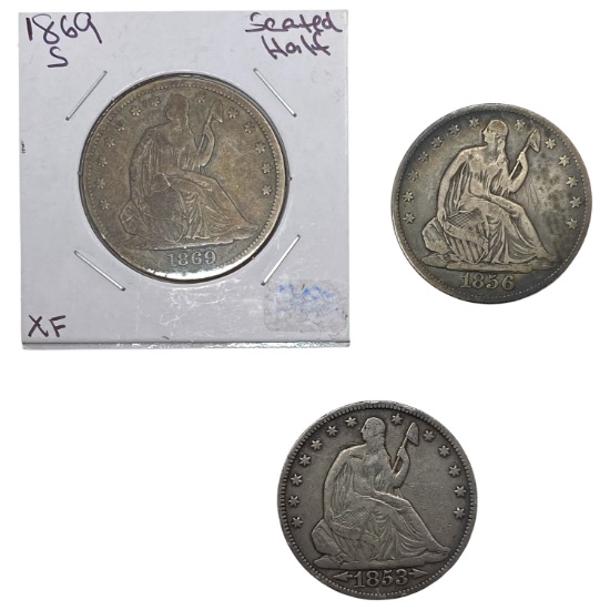 1853-1869 Seated Liberty Half Dollar Lot [3 Coins]