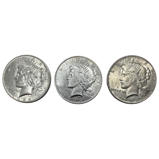 1926-1935 UNC Better Date Silver Peace Dollar [3 Coins]