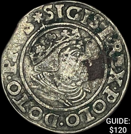 [1506-1548] Danzig Sigismund I 1 Groschen CLOSELY UNCIRCULATED