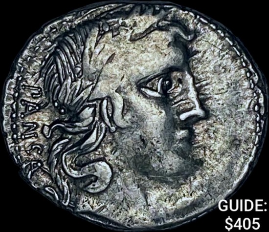 90 BC Roman C Vibius Cf Pansa Silver Denarius CHOICE AU