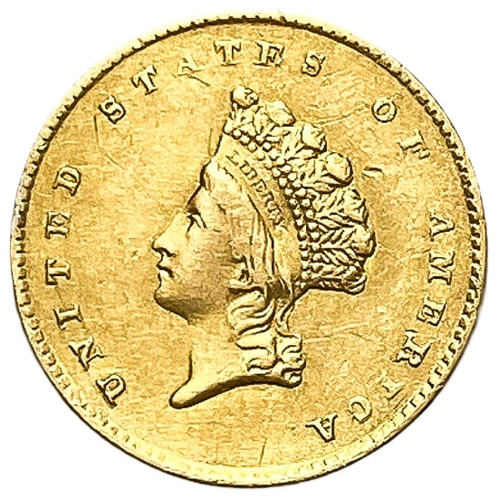 1855 Rare Gold Dollar AU