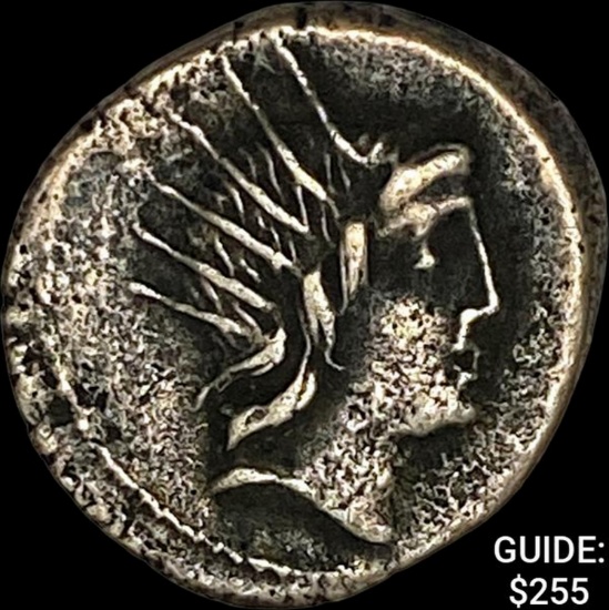 76 BC Roman Rep Lucretius Trio Silver Denarius ABOUT UNCIRCULATED