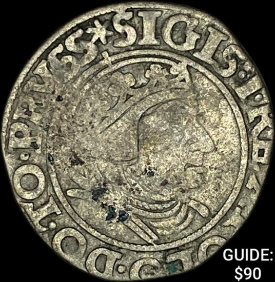 [1506-1548] Poland Sigismund I Silver Daniq Groschen NEARLY UNCIRCULATED