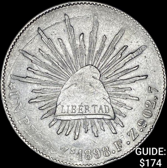 1898Zs FZ Mexico Silver Peso UNCIRCULATED