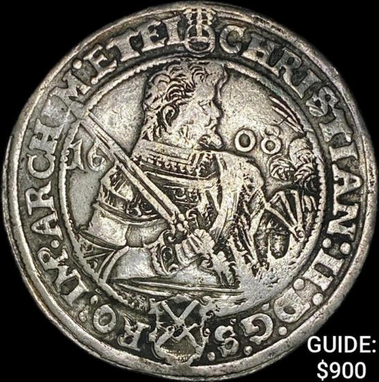 1608 Saxony Silver Thaler NEARLY UNCIRCULATED
