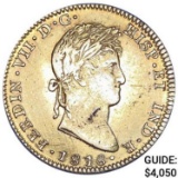 1818 JJ Mexico Gold 4 Escudos Ferdinand VII CLOSELY UNCIRCULATED