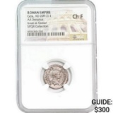 Roman Geta, AD 209-211 Silver Denarius NGC Ch F