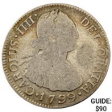 1799NG M Bolivia Silver 2 Reales ABOUT UNCIRCULATED
