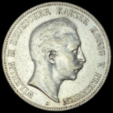 1904-A Gemany Silver 5 Reichsmark NEARLY UNCIRCULATED
