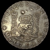 1760Mo MM Mexico Silver 8 Reales NEARLY UNCIRCULATED